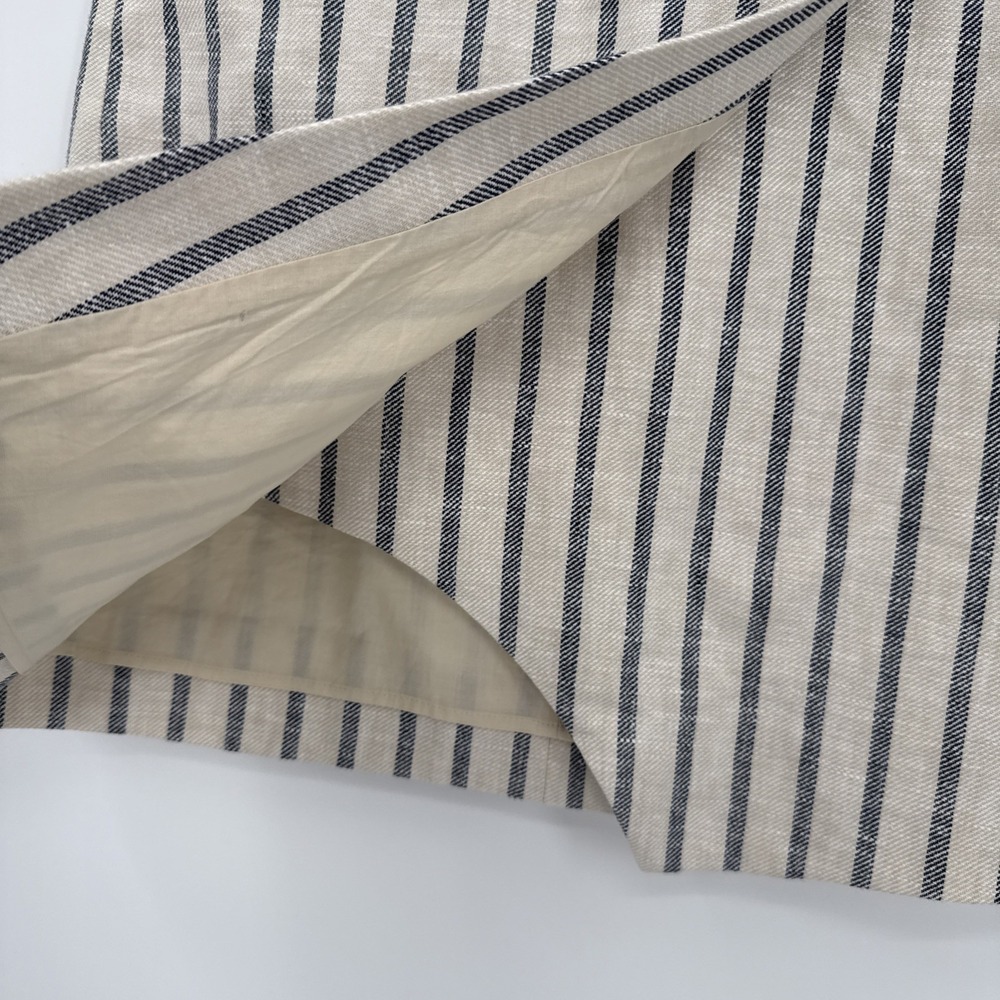 J. Crew Womens Striped 100% Linen Faux Wrap Mini Skirt Size 6 Preppy Coastal - Picture 2 of 7